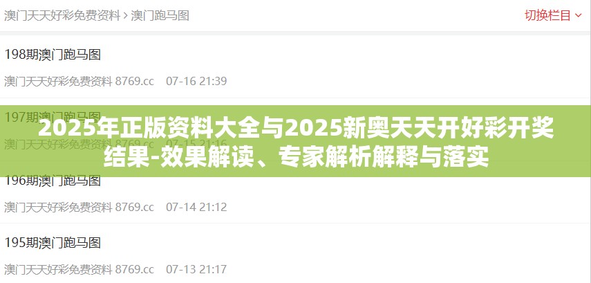2025年正版资料大全与2025新奥天天开好彩开奖结果-效果解读、专家解析解释与落实